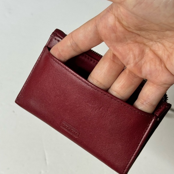 VTG Coach Leather Wallet Cardholder With Metal Zip Deep Red - Picture 8 of 10